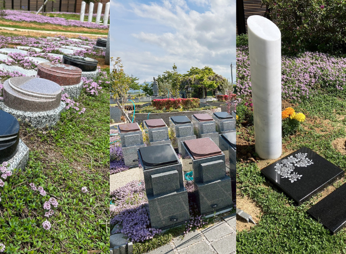 樹木葬の里山型・公園型・個別型それぞれのイメージ写真