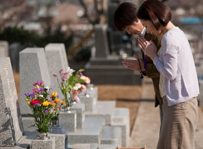 お墓参り　花